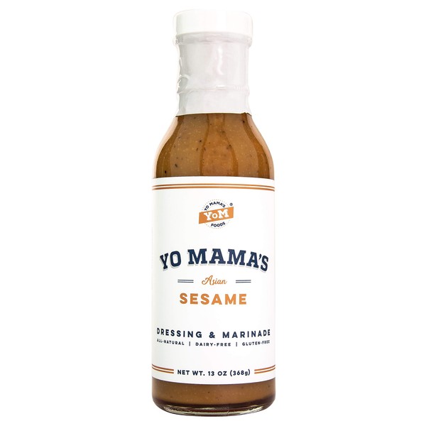 Gourmet Natural Asian Sesame Dressing and Marinade by Yo Mama's Foods - Pack of (1) - Low Carb, Low Sodium, and Gluten-Free