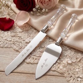 AW BRIDAL - Juego de cuchillos y servidores para tartas de boda, de acero inoxidable para cortar pasteles y espátula, para servir para bodas, aniversario, despedida de soltera, regalos para parejas