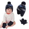 Baby Dinosaur Winter Hat Warm Mittens Set Newborn Pompom Beanie
