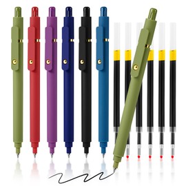TINNIVI Gel Pens, 6 Pack 0.7mm Fine Point Black Ink Pens with 6 Refills, Quick Dry & No Smear, Smooth Writing Pens for Journaling, School, Office Supplies, Gifts for Women and Men