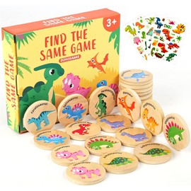Memory Game, Montessori Toy Memo Game Wood, Memory Games Children, Dinosaur Memory Matching Game with Dino Tattoo Children, Memory Game Children's Learning Toy for Concentration from 3 Years