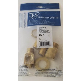 T&S BRASS INSTALLATION KIT, 1/2 NPT NIPPLE, LOCK NUT &NIPPLE FEMALE X MALE