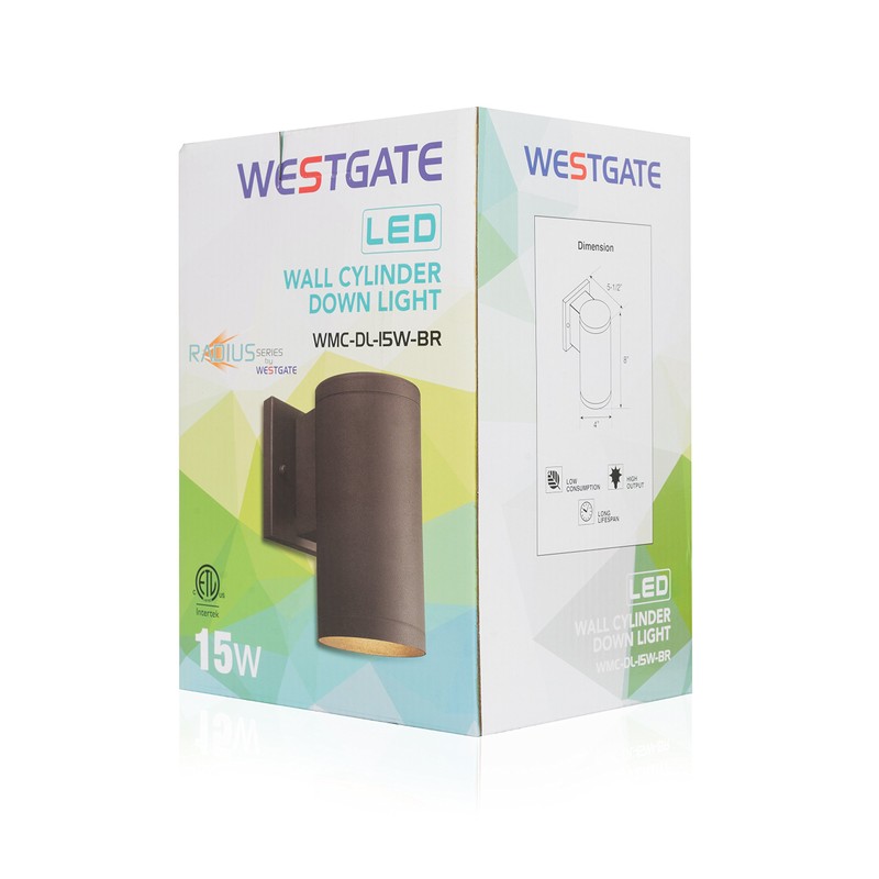 Westgate Lighting Outdoor LED Cylinder Light - Dimmable Up/Down Wall