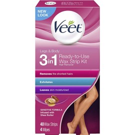 Veet Ready-to-Use Dermatologically Tested 40 Count Hair Remover Wax Strip Kit for Legs & Body (9 Pack)