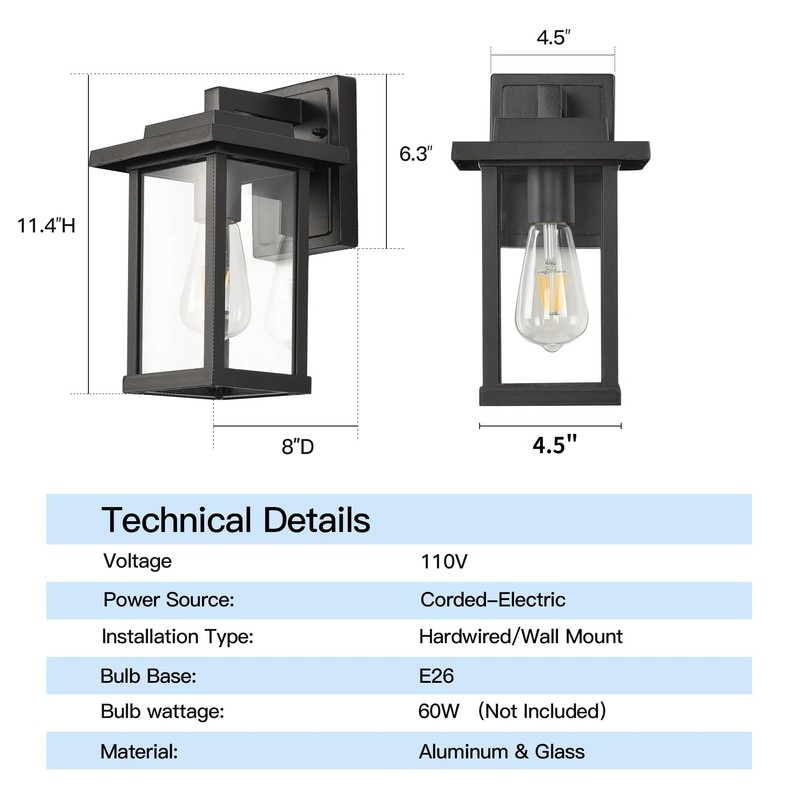 Outdoor Wall Light Fixtures, Modern Exterior Wall Mount Lanterns, Outside