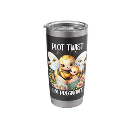 Plot Twist I'm Pregnant Mom to Be Bee Pregnancy Announcement Stainless Steel Insulated Tumbler