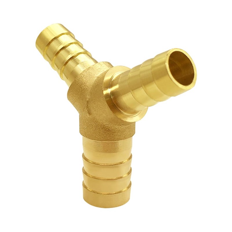 Joywayus 3/8"x 3/8"x 1/2" Barb Reducer, Brass Reducing Y 3-way
