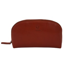 GERMANUS Helge Cosmetic Bag Genuine Leather Toiletry Bag Wash Bag Makeup Bag Clutch Orange, orange, Contemporary