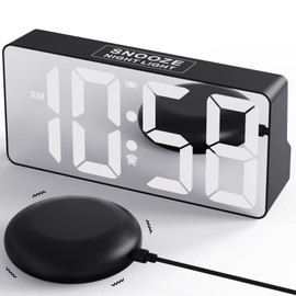 MINORZ Loud Alarm Clock for Deep Sleepers, Alarm Clock with Vibration & Night Light, 3 Vibration Modes, Dual Alarm, Snooze, USB Charging Port, 12/24H & DST, Ideal for Deaf Hearing Impaired Seniors