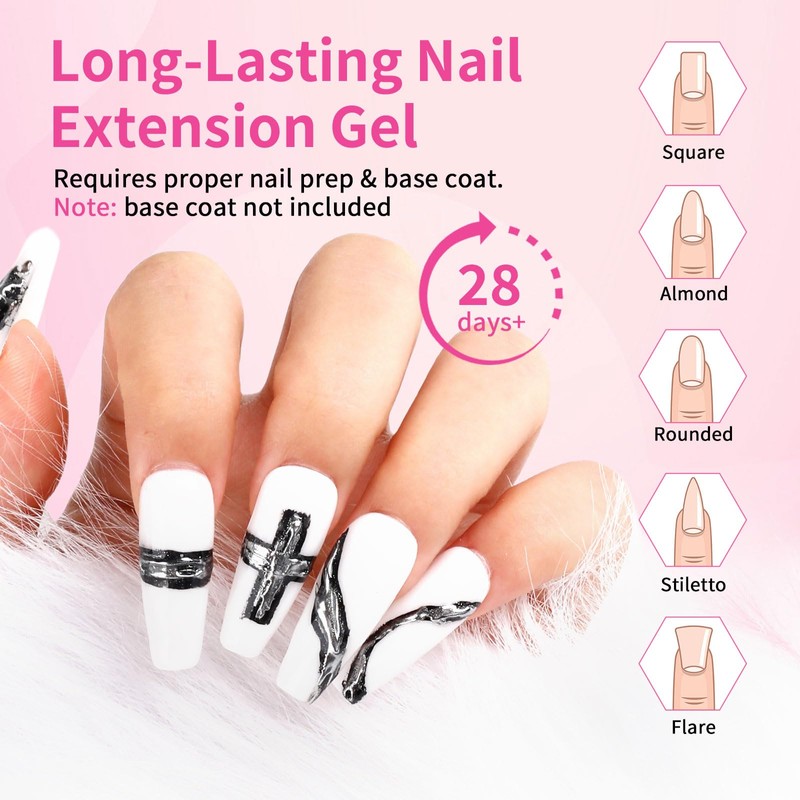 BQAN Poly Nail Gel, 2 Pcs Clear Poly Extension Gel