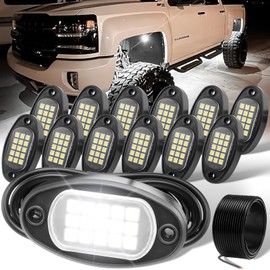 YONEDA Rock Lights for Trucks(12 Pods White with 11yd Wire)