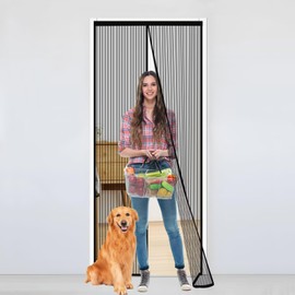 Magnetic Screen Door Screen Magnetic Closure, Heavy-Duty Mesh with Magnetic Closure Screen for Doorway Magnetic, Easy Install, Pet and Kid Friendly, Fits Door Size up to 31.5″ x 78.7″ / 80x200cm