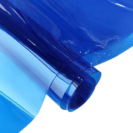 30x135cm Transparent PVC Vinyl, 0.4mm Neon Solid Color Waterproof Fabric Super Clear Mirrored Foil Roll for Making Handags Bows DIY Decor, Blue