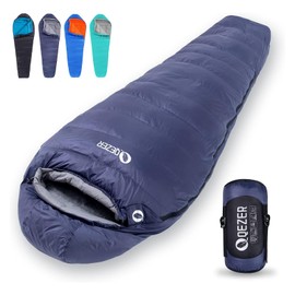 QEZER Down Sleeping Bag for Adults 0 Degree Sleeping Bag with 620 Fill Power Down Ultralight Mummy Sleeping Bag Backpacking Sleeping Bag