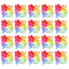 10 Pairs Wristband Flower Leis Bracelet Luau Dancing Party Leis for Parties Hawaiian Anklet Tropical Leis Bracelet Hand Decor Summer Wreath Luau Wreaths Hair Plastic Banquet