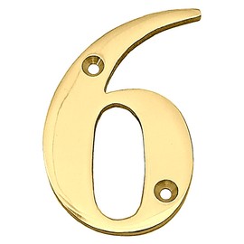 Doris 3-Inch Brass Letters Mailbox Decor Address Signs For Houses Outdoor Wall Decor Mailbox Numbers House Address Numbers For Outside Address Sign for Door Numbers (Polished, Number 6)