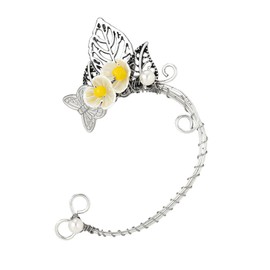 Elf Ear Cuff for Women Fairy Cuff Earring Flower Clip On Filigree Earring Non- Piercing Flower Pearl Cuff Earring Ear Clip Jewelry Gift for Girls