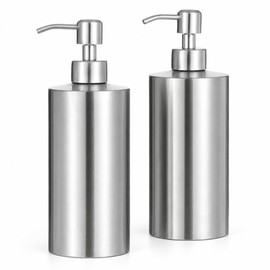 2 Pack Stainless Steel Soap Dispenser, 18.6 oz, Silver