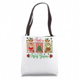 Just A Jolly Goose Preppy Coquette Christmas Goose Costume Tote Bag