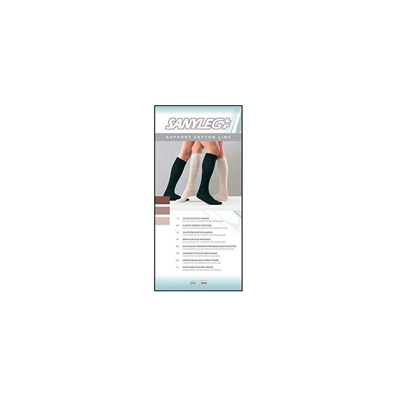 SANYLEG 41222 Gambaletto Cotone Unisex, Media Compressione, L, Nero