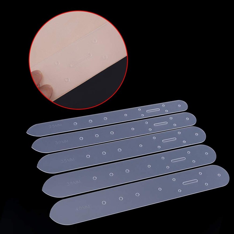 HilBeliFU 5Pcs Belt Templates Set, Translucent Belt Punching Template, PVC