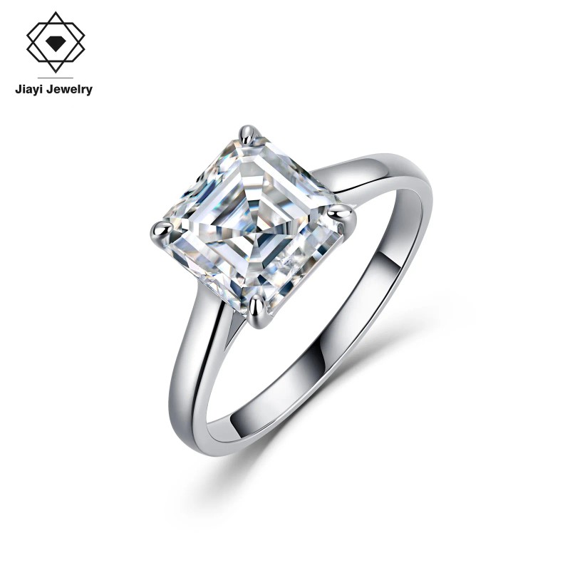 2.5 CTW Luxury Asscher Cut Solitaire Moissanite Engagement Ring S925