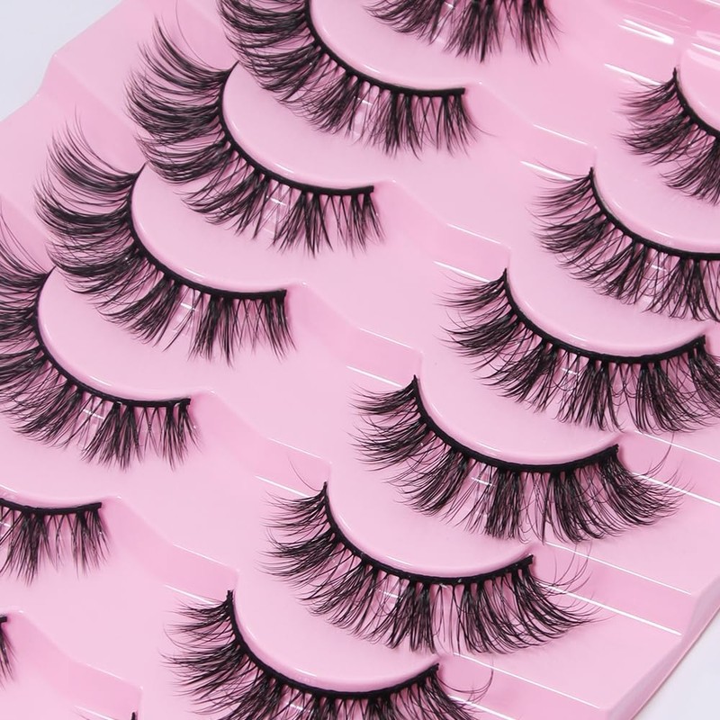 AKARA Natural Eyelashes, 7 Pairs, 3D False Eyelashes, Fake Lashes,