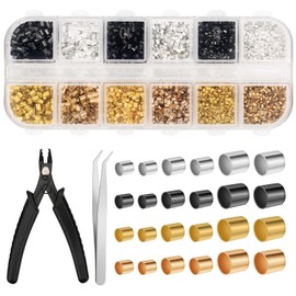 2200 Pieces Crimp Beads Set, 1.5/2/2.5 mm Crimp Beads with Crimping Pliers, Tweezers, Crimp Tubes for DIY Bracelets, Earrings, Necklaces, Jewellery Making (4 Colours)