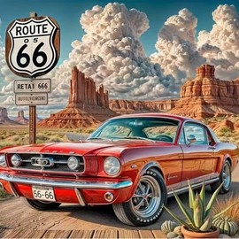 CXYQLC - Kits de pintura de diamantes 5D para adultos, arte de diamante, coche rojo en ruta, 66 pintura de diamantes, taladro completo, kit de