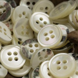 20 Pieces Natural White Mother of Pearl Buttons for Shirts Dresses Polo DIY Craft, Real Genuine White MOP Buttons for Women Men Shirts (Back Black, Diameter 10MM)