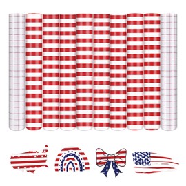 Tintnut American Flag Permanent Vinyl - 8 Sheets 12inchesx10inches Patriotic Red Stripe Permanent Vinyl Adhesive Vinyl Independence Day Permanent Adhesive Vinyl