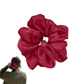 JeoPoom Silk Hair Rings, Silk Hair Scrunchies, Ponytail Hair Bobbles for Women and Girls (Red)