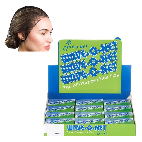 Hair Net Wave-O-Net Medium Weight Black Packed 24 per Display,1