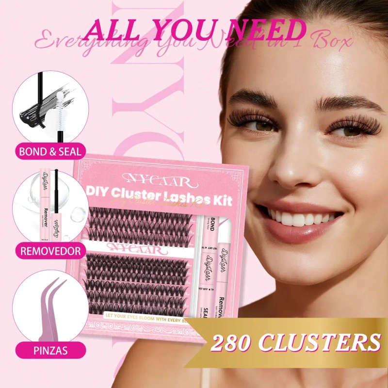Kit Pestañas Volumen 40d 50d Nycaar Con Pegamento Diy