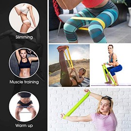 TBONEEY - 5 Pack Bandas Elasticas Fitness, Bandas de Ejercicio Resistencia de Fitness, Látex Natural, para Entrenamiento de Fuerza, Pilates, Glúteos