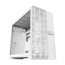 Geometric Future M5 Vent Mesh Front Panel Tempered Glass Mid Tower, E-ATX/ATX Gaming Case, High Airflow, 1.2mm Steel, Type C, Toolless Panels, Support 420/360 Radiator, Dual-Chamber, White, GEO-M5V-W