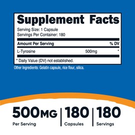 Nutricost Nutricost L-Tyrosine 500mg, 180 Capsules - Gluten Free & Non-GMO