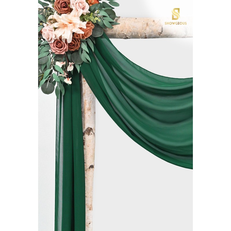 Wedding Arch Draping Fabric,4 Panels 28" x20ft Emerald Green Wedding