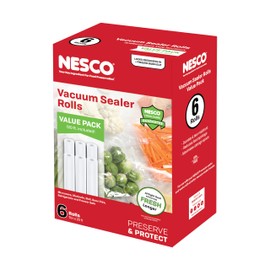 NESCO Vacuum Sealer Bag Rolls – 6 Pack of 11" x 20' BPA-Free Rolls, Freezer, Sous Vide, Microwave, Boil & Dishwasher Safe, Works with Most Vacuum Sealers