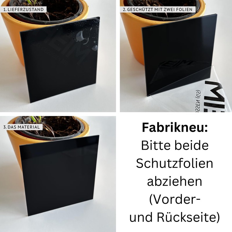 RESHEIM Acrylic Glass Panel Black Cut to Measure - Material
