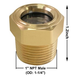 Air compressor Oil Sight Glass, 1 NPT Male Hex Head Oil Sight Glass Heavy Duty Solid Brass Oil Sight Glass Liquid Level Gauge Oil Indicator Window For Air Compressor Gearbox Tank