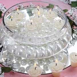 TABLECLOTHSFACTORY Mini Floating Rose Candle Ivory-12/pk