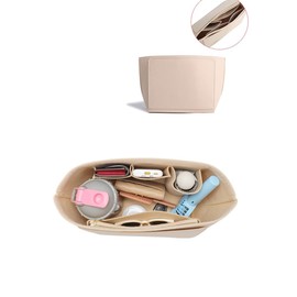 SMART DK Purse Organizer Insert for Longchamp Le Pliage Handbag Insert (beige, S/8.26 * 5.11 * 6.69in)