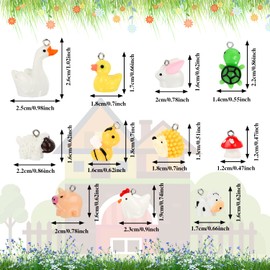 BENOSPACE 44 Pcs Resin Animal Charm Pendants Cute Goose Mushroom Duck Cow Bee Chicken Rabbit Turtle Hedgehog Sheep Pig Bead DIY Accessories Farm Jewelry Supplies Making for Bracelet Necklace Earring,