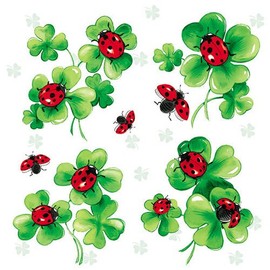 20 Napkins Clover Leaves and Ladybird Spring Summer Happiness 33 x 33 cm