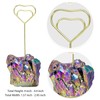 Nupuyai Rainbow Aura Titanium Coated Crystal Cluster Memo Holder Stand,