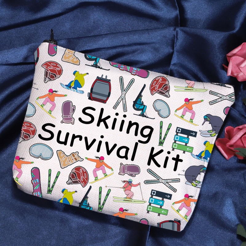 POFULL Skiing Gift for Women Makeup Bag Skiing Team Gifts