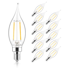 Sigalux Candelabra LED Light Bulbs Dimmable, E12 40 Watt Chandelier Light Bulbs, CA10 Flame Tip Candle Light Bulbs, 2700K Warm White, E12 LED Bulb for Chandeliers, Ceiling Fan, Pendant, 12 Pack