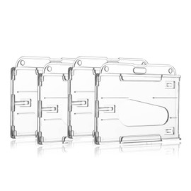 Pack of 4 ID Card Holders, Transparent ID Holder, Card Holder Made of Hard Plastic, Transparent Credit Card Holder, Suitable for Business Cards, Credit Cards (Transparent)