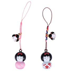 Hemobllo Couples 2pcs Sosaku Kokeshi Doll Japanese Girl Doll Key Chain Phone Bag Decorative Hanging Pendants Ornaments (Random Color) Wallet Keychain